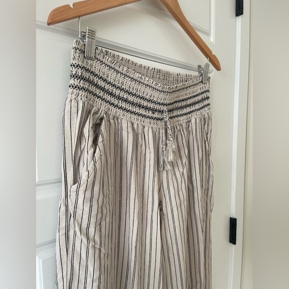 Rewash Striped Linen Smocked-Waist Wide-Leg Pants | XL - Picture 3 of 8